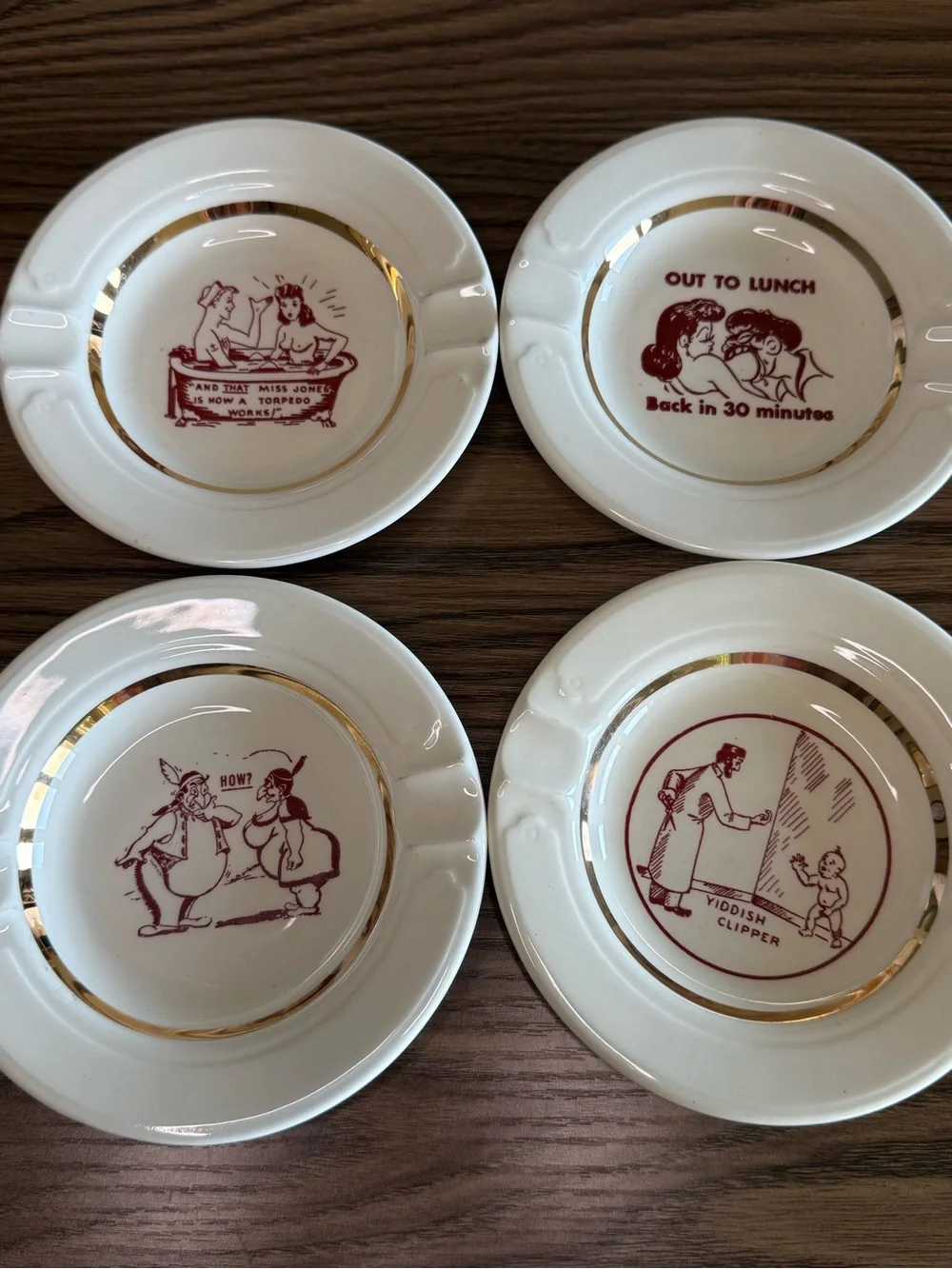 1940’s Risqué Adult Cartoon Trays Set of 4